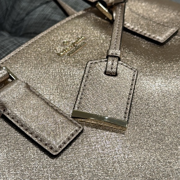 Kate Spade Bag Leather Champagne Rose Gold Metallic Satchel - Picture 16 of 17